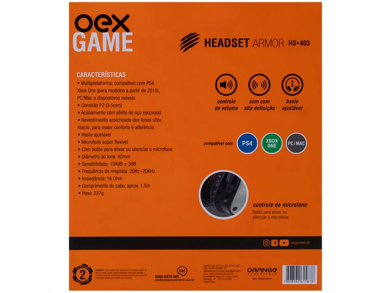 Headset Gamer OEX Game PS4 Armor HS403 - Headset Gamer - Magazine